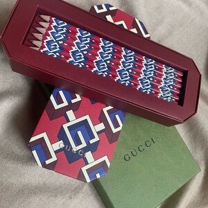 Gucci Red and Blue Geometric Pencil Set
